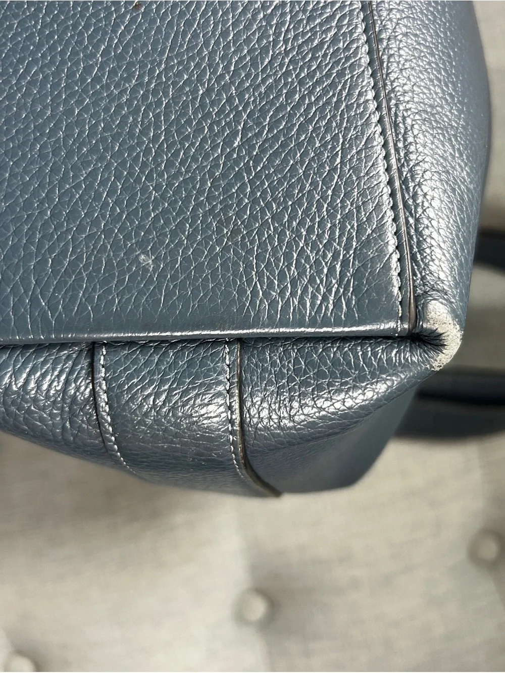 Coach Val Duffle C2818 Denim Blue Pebbled Leather Shoulder Bag